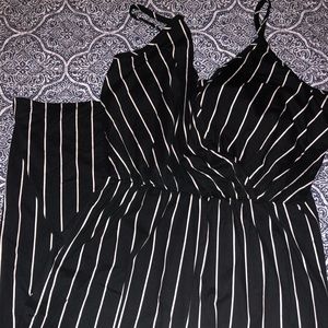 NWT! Black/White Stripe Jumpsuit